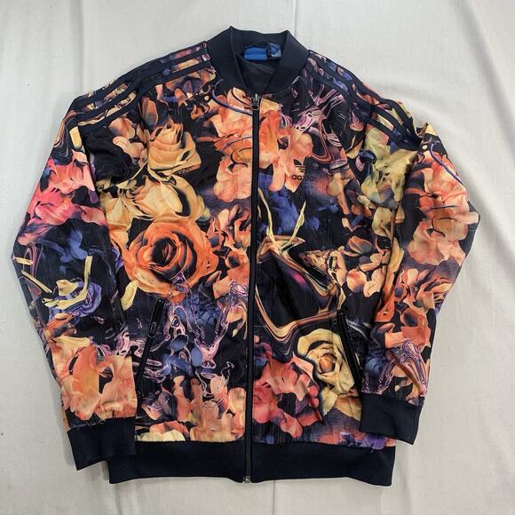 Adidas Originals Full-Zip All-Over Floral Print Trefoil Track Jacket Youth L - Picture 1 of 7